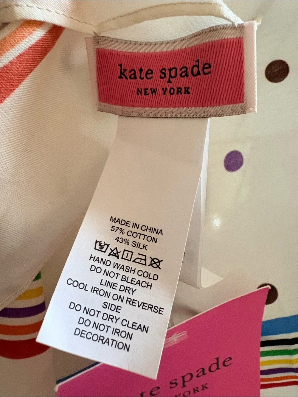 NWT Kate Spade Colorful Polka Dot Cotton/Silk Blend Square Scarf 20 x 20
